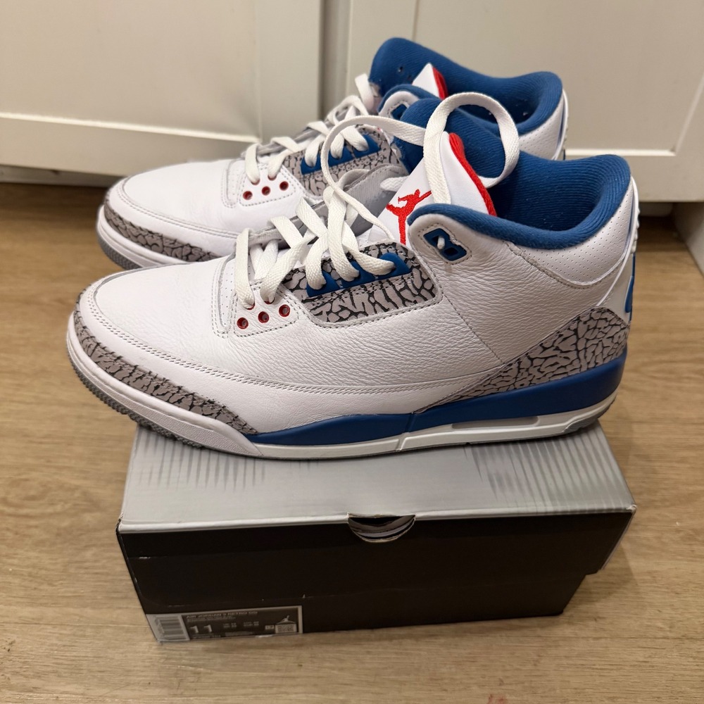 Air Jordan 3 Retro True Blue White Blue Mens Size 11